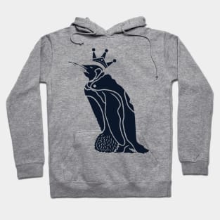 silhouette illustration of crowned penguin Hoodie